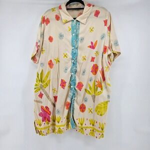 Vintage Whimsy 1X Floral Shirt Blouse‎ Top Maximalist Teacher Artsy Indie